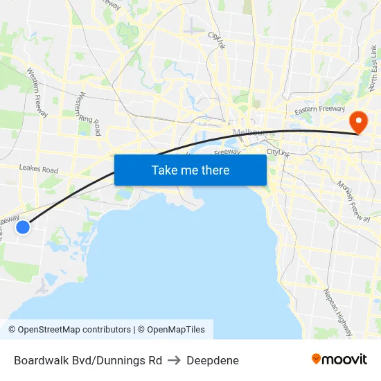 Boardwalk Bvd/Dunnings Rd to Deepdene map