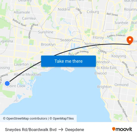 Sneydes Rd/Boardwalk Bvd to Deepdene map