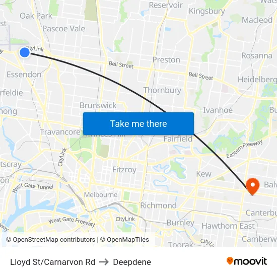Lloyd St/Carnarvon Rd to Deepdene map