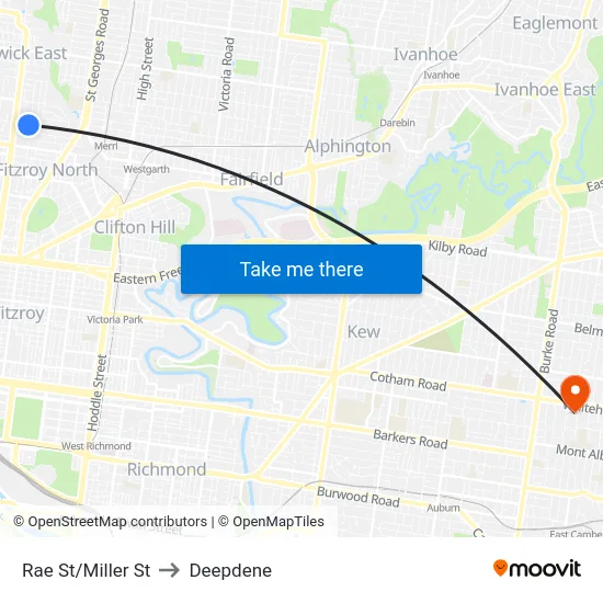 Rae St/Miller St to Deepdene map