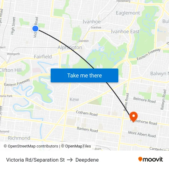 Victoria Rd/Separation St to Deepdene map