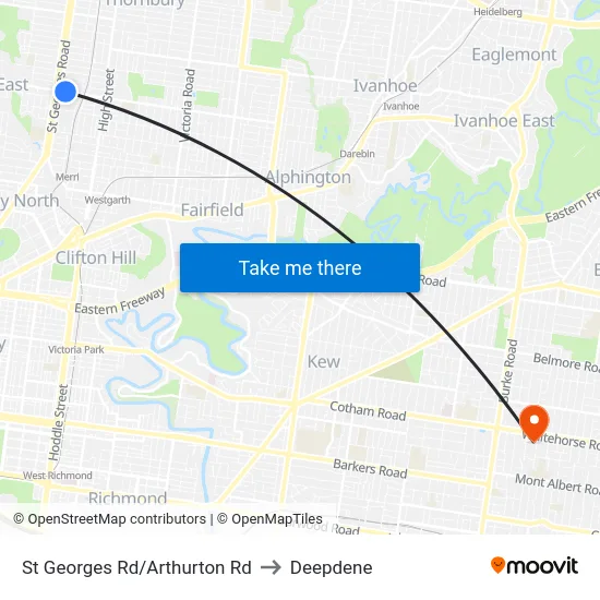 St Georges Rd/Arthurton Rd to Deepdene map