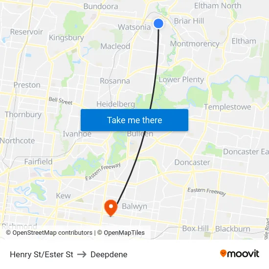 Henry St/Ester St to Deepdene map