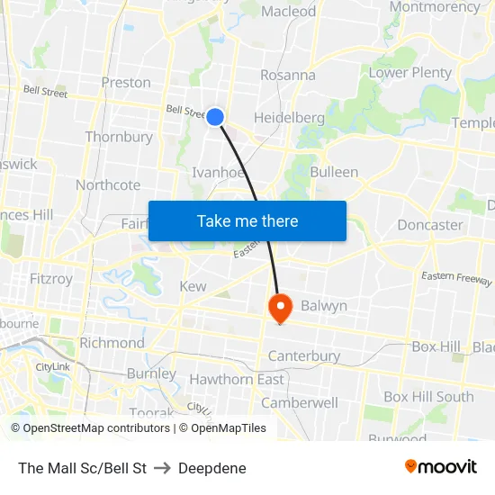 The Mall Sc/Bell St to Deepdene map