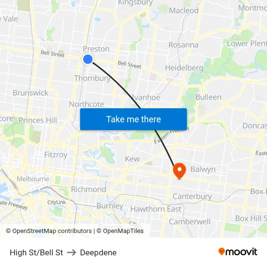 High St/Bell St to Deepdene map