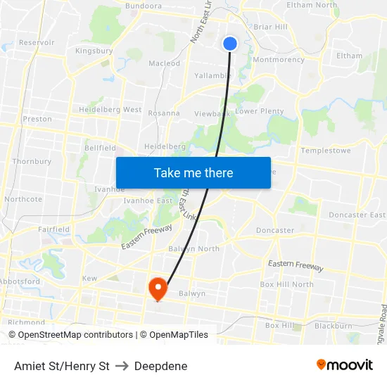 Amiet St/Henry St to Deepdene map