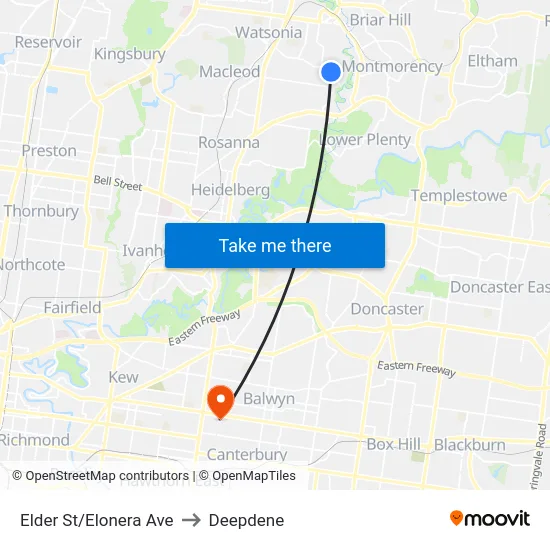 Elder St/Elonera Ave to Deepdene map