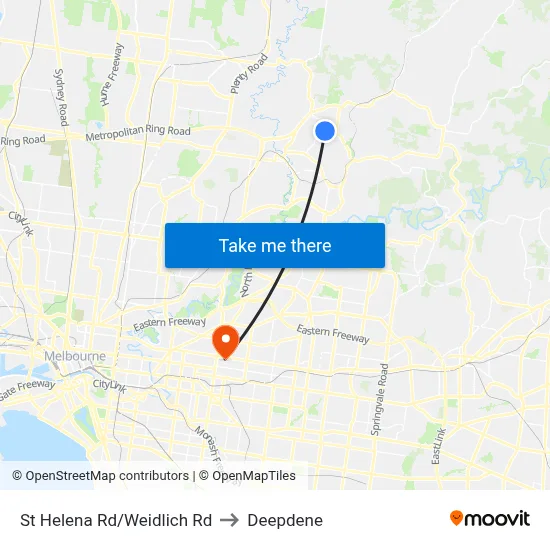 St Helena Rd/Weidlich Rd to Deepdene map