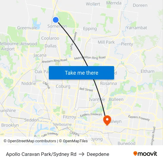 Apollo Caravan Park/Sydney Rd to Deepdene map