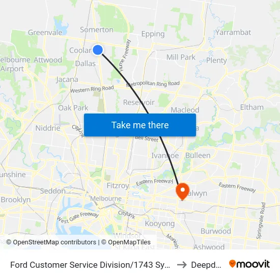 Ford Customer Service Division/1743 Sydney Rd to Deepdene map