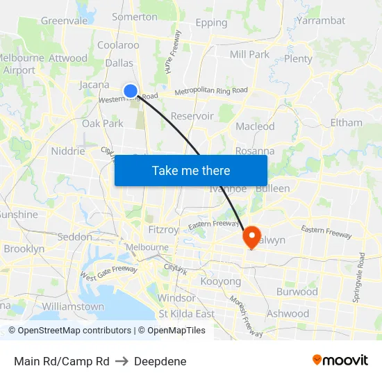 Main Rd/Camp Rd to Deepdene map