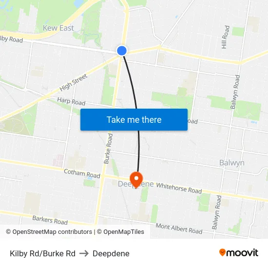 Kilby Rd/Burke Rd to Deepdene map