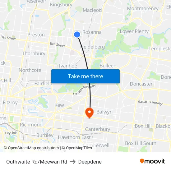 Outhwaite Rd/Mcewan Rd to Deepdene map