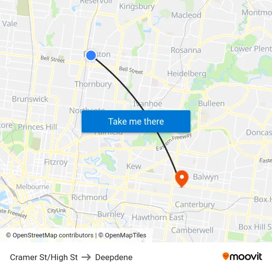 Cramer St/High St to Deepdene map