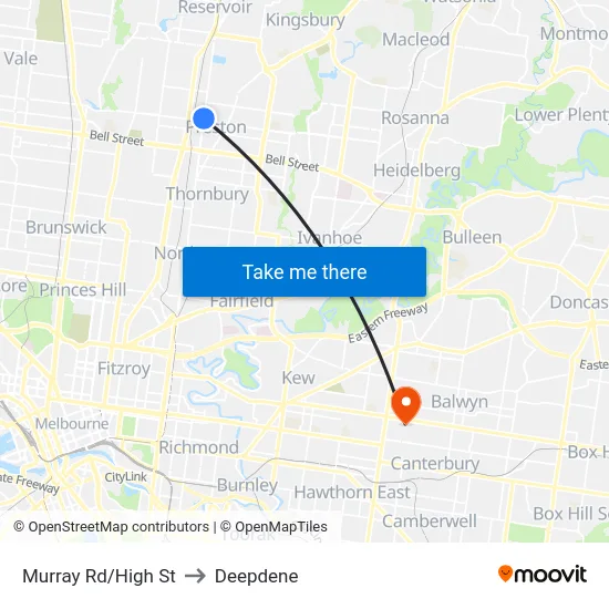 Murray Rd/High St to Deepdene map
