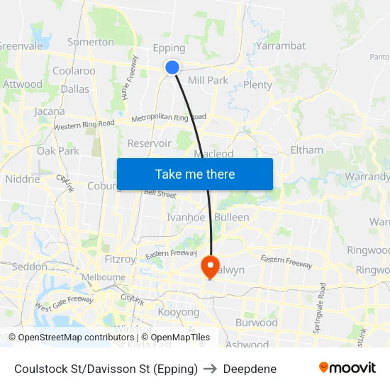 Coulstock St/Davisson St to Deepdene map