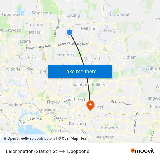 Lalor Station/Station St to Deepdene map