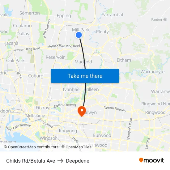Childs Rd/Betula Ave to Deepdene map