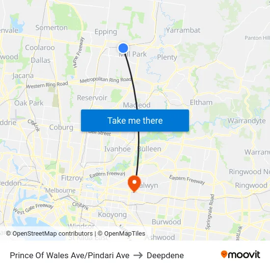 Prince Of Wales Ave/Pindari Ave to Deepdene map