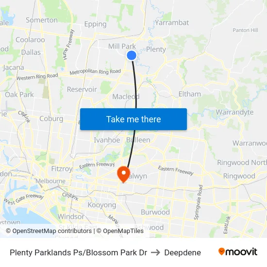 Plenty Parklands Ps/Blossom Park Dr to Deepdene map