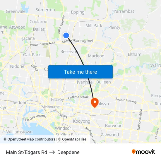 Main St/Edgars Rd to Deepdene map