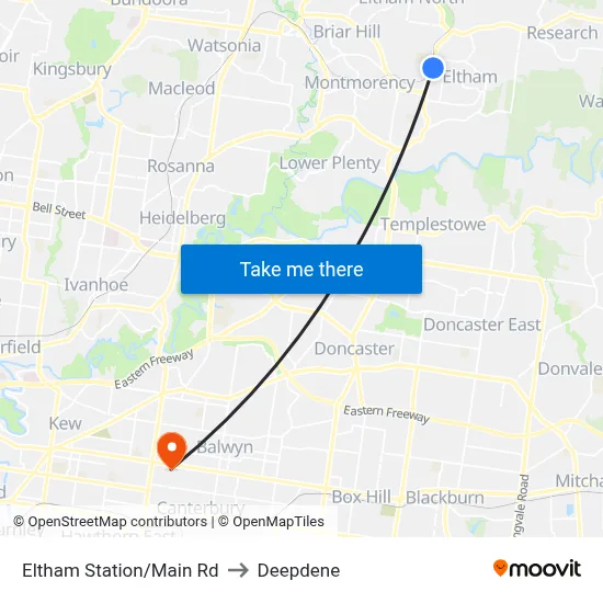 Eltham Station/Main Rd to Deepdene map