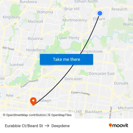 Eurabbie Ct/Beard St to Deepdene map