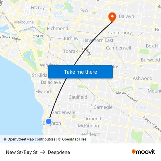 New St/Bay St to Deepdene map