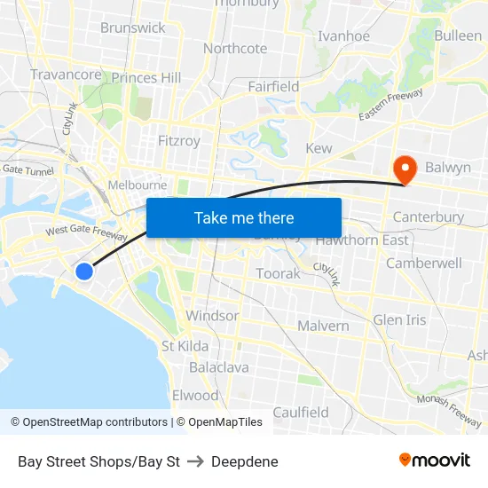 Bay Street Shops/Bay St to Deepdene map