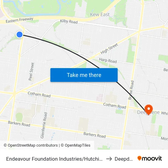 Endeavour Foundation Industries/Hutchinson Dr to Deepdene map