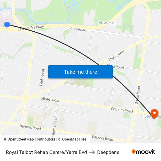 Royal Talbot Rehab Centre/Yarra Bvd to Deepdene map