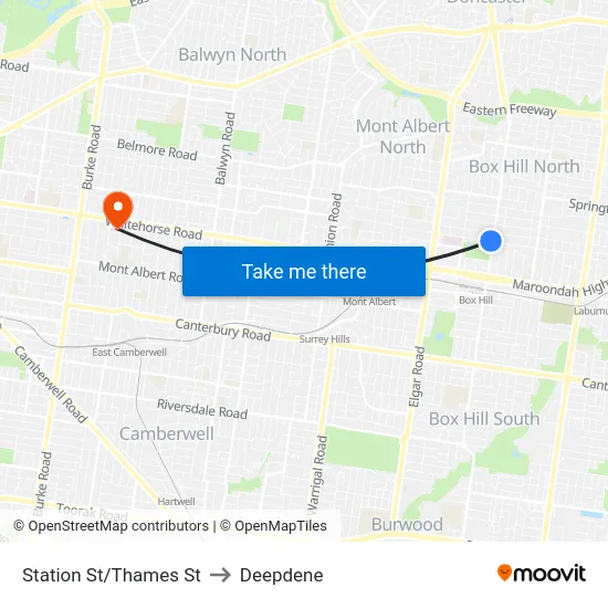 Station St/Thames St to Deepdene map