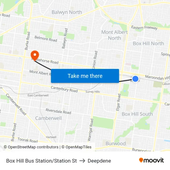 Box Hill Bus Station/Station St to Deepdene map