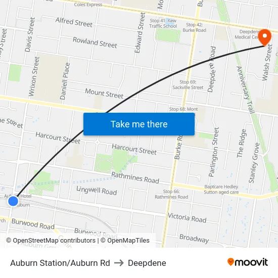 Auburn Station/Auburn Rd to Deepdene map