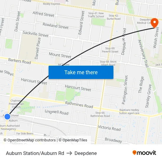 Auburn Station/Auburn Rd to Deepdene map