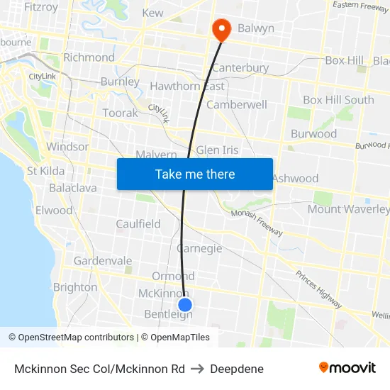 Mckinnon Sec Col/Mckinnon Rd to Deepdene map