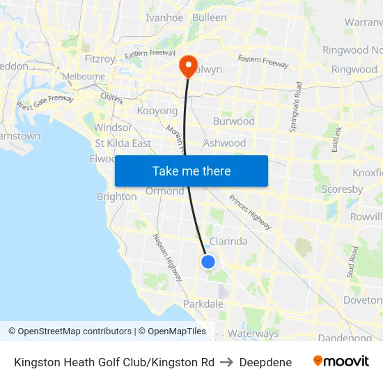 Kingston Heath Golf Club/Kingston Rd to Deepdene map