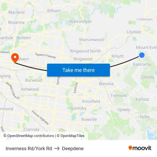 Inverness Rd/York Rd to Deepdene map