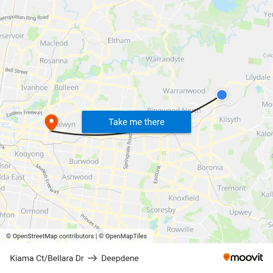 Kiama Ct/Bellara Dr to Deepdene map