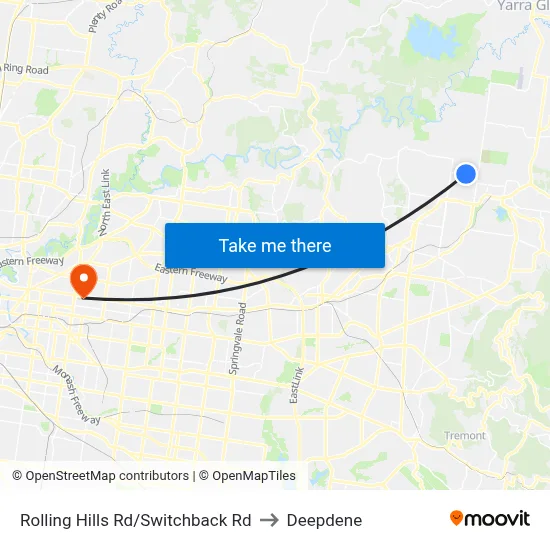 Rolling Hills Rd/Switchback Rd to Deepdene map
