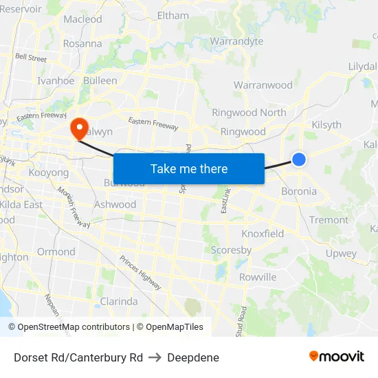 Dorset Rd/Canterbury Rd to Deepdene map