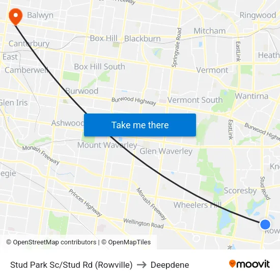 Stud Park Sc/Stud Rd to Deepdene map