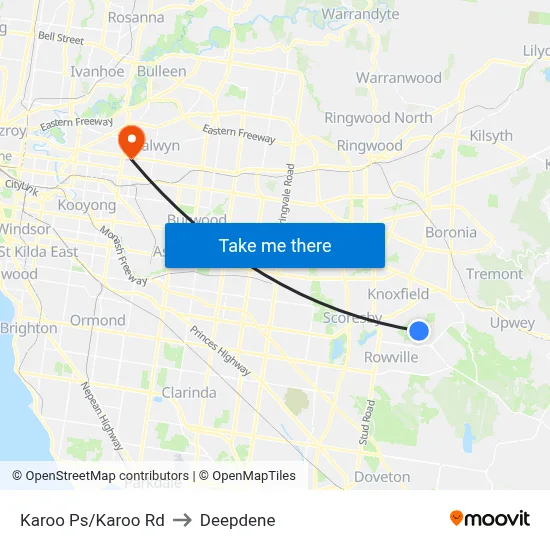 Karoo Ps/Karoo Rd to Deepdene map