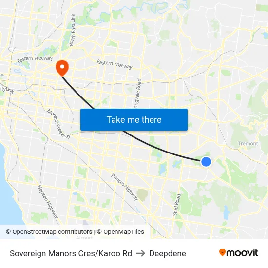 Sovereign Manors Cres/Karoo Rd to Deepdene map