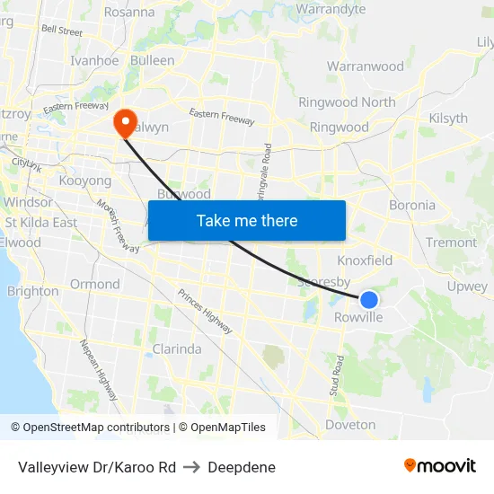 Valleyview Dr/Karoo Rd to Deepdene map