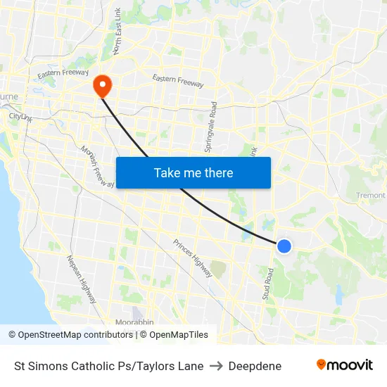 St Simons Catholic Ps/Taylors Lane to Deepdene map