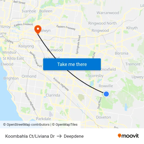 Koombahla Ct/Liviana Dr to Deepdene map