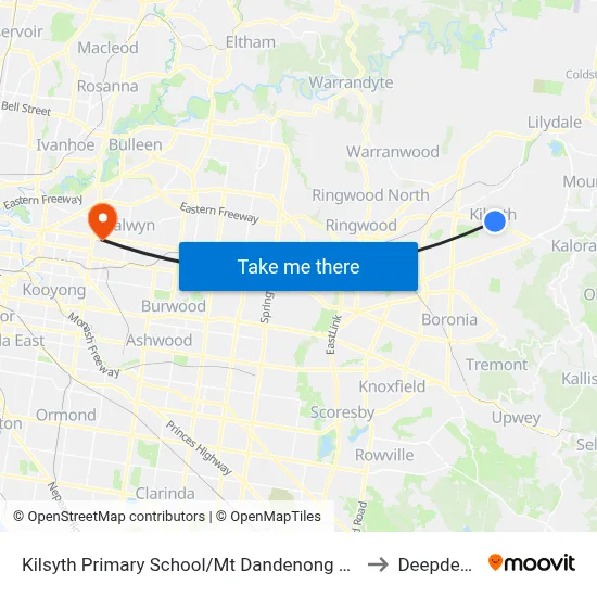 Kilsyth Primary School/Mt Dandenong Rd to Deepdene map