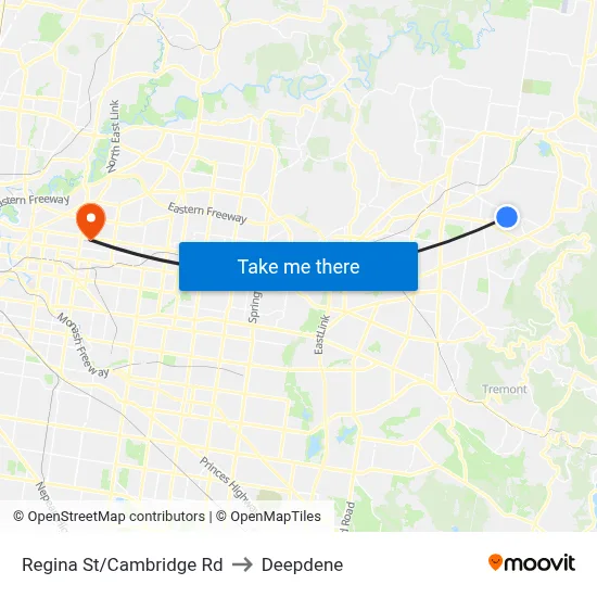 Regina St/Cambridge Rd to Deepdene map