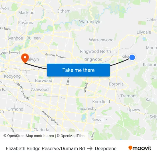 Elizabeth Bridge Reserve/Durham Rd to Deepdene map
